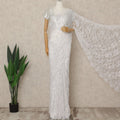 French Chantilly Lace Saree Piece - Ivory White