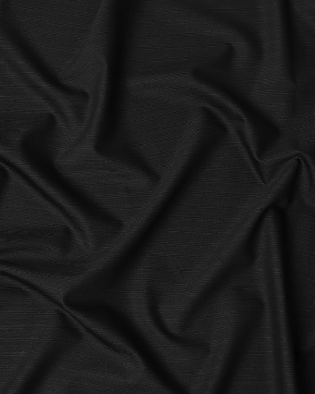Black Super Fine Blended Wool Suiting Fabric, 150 cm Width, 4.0 Mtrs Piece, Premium Italian Tailoring Cloth, Made in Italy-D26799