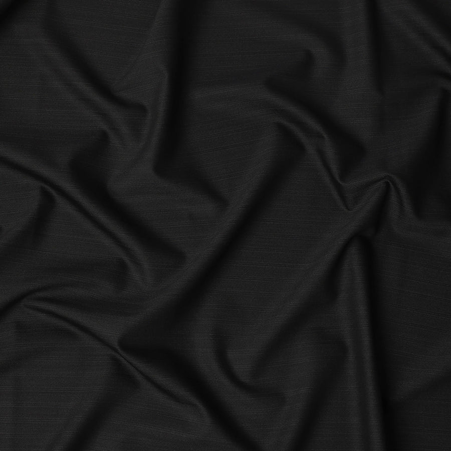 Black Super Fine Blended Wool Suiting Fabric, 150 cm Width, 4.0 Mtrs Piece, Premium Italian Tailoring Cloth, Made in Italy-D26799