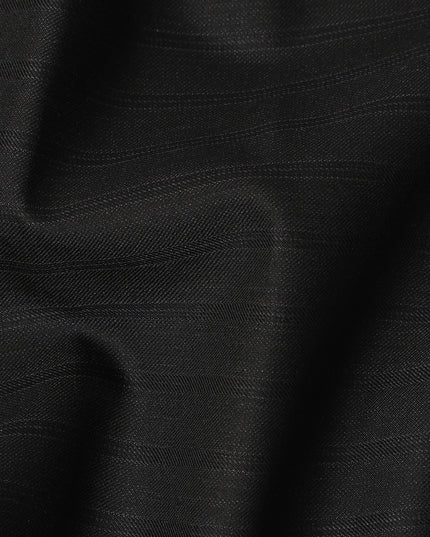 Black Super Fine Blended Wool Suiting Fabric, 150 cm Width, 4.0 Mtrs Piece, Premium Italian Tailoring Cloth, Made in Italy-D26799