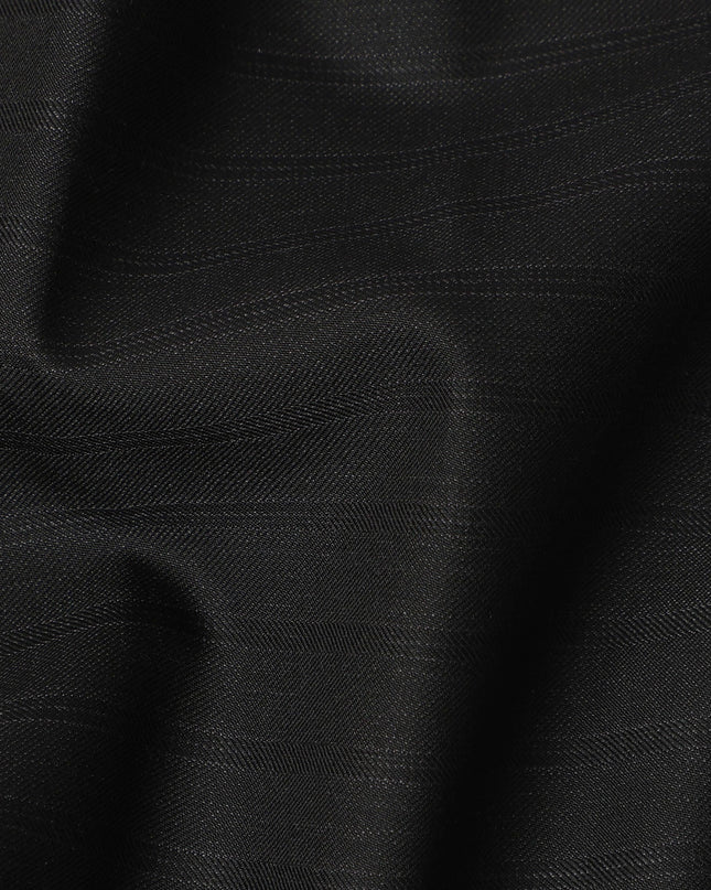 Black Super Fine Blended Wool Suiting Fabric, 150 cm Width, 4.0 Mtrs Piece, Premium Italian Tailoring Cloth, Made in Italy-D26799