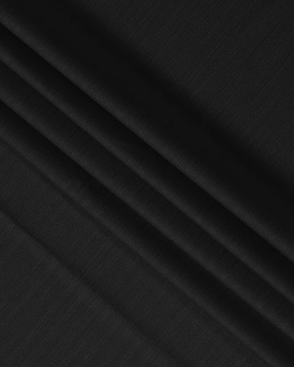 Black Super Fine Blended Wool Suiting Fabric, 150 cm Width, 4.0 Mtrs Piece, Premium Italian Tailoring Cloth, Made in Italy-D26799