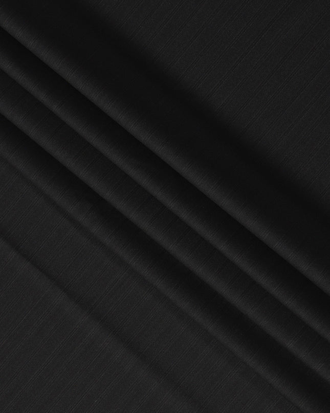 Black Super Fine Blended Wool Suiting Fabric, 150 cm Width, 4.0 Mtrs Piece, Premium Italian Tailoring Cloth, Made in Italy-D26799