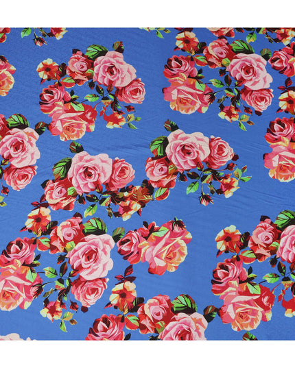 Blue Bouquet Floral Crepe Fabric 140cm