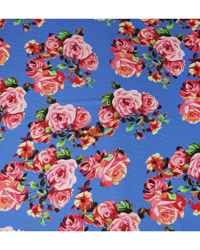 Blue Bouquet Floral Crepe Fabric 140cm