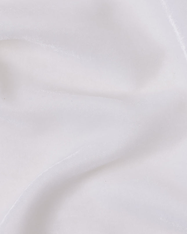 White Solid Silk Blended Velvet Fabric 140 Cms Width South Korea-D24992