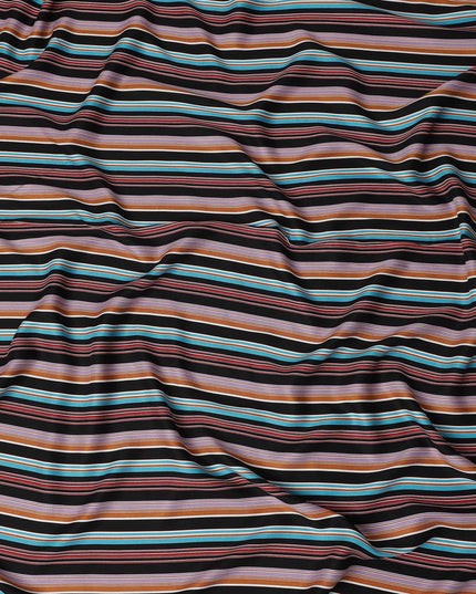 Multicolor Stripe Viscose Crepe Fabric 140cm