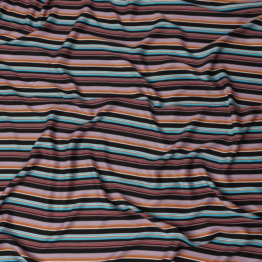 Multicolor Stripe Viscose Crepe Fabric 140cm