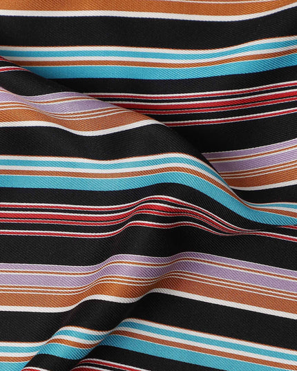 Multicolor Stripe Viscose Crepe Fabric 140cm