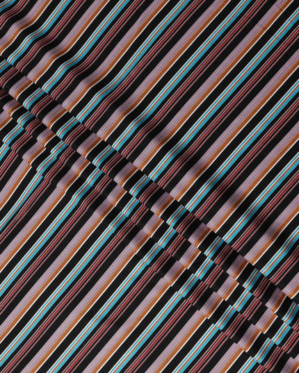 Multicolor Stripe Viscose Crepe Fabric 140cm