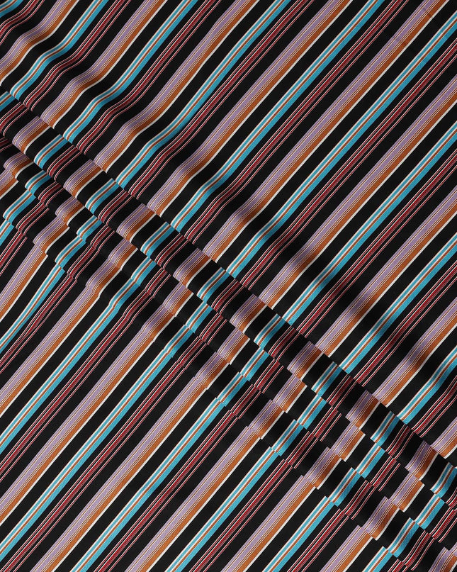 Multicolor Stripe Viscose Crepe Fabric 140cm