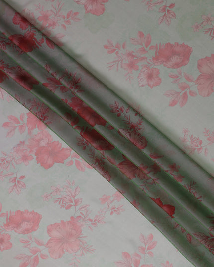 Sage Green Floral Silk Garbasaar 110cm Korea