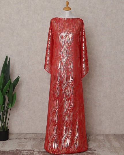 Red Abstract Silk Chiffon Dirac 3.5 Meter Piece
