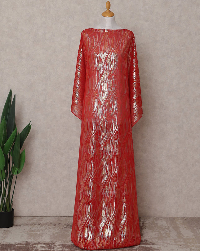 Red Abstract Silk Chiffon Dirac 3.5 Meter Piece