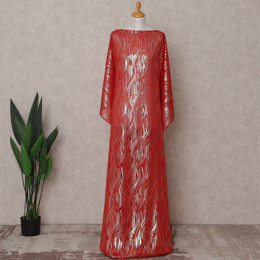 Red Abstract Silk Chiffon Dirac 3.5 Meter Piece