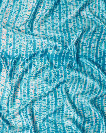 Turquoise Tie-Dye Silk Satin Fabric 110cm
