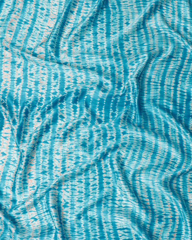 Turquoise Tie-Dye Silk Satin Fabric 110cm