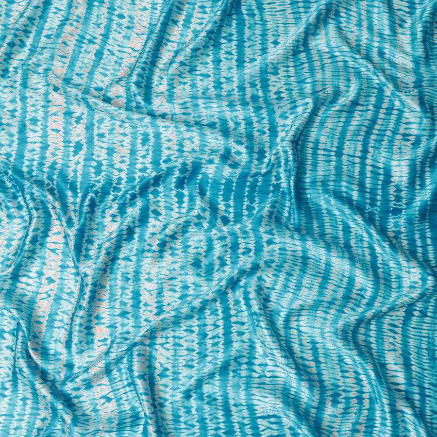 Turquoise Tie-Dye Silk Satin Fabric 110cm