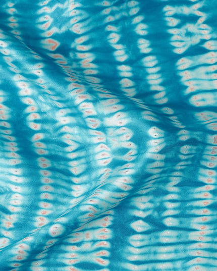 Turquoise Tie-Dye Silk Satin Fabric 110cm