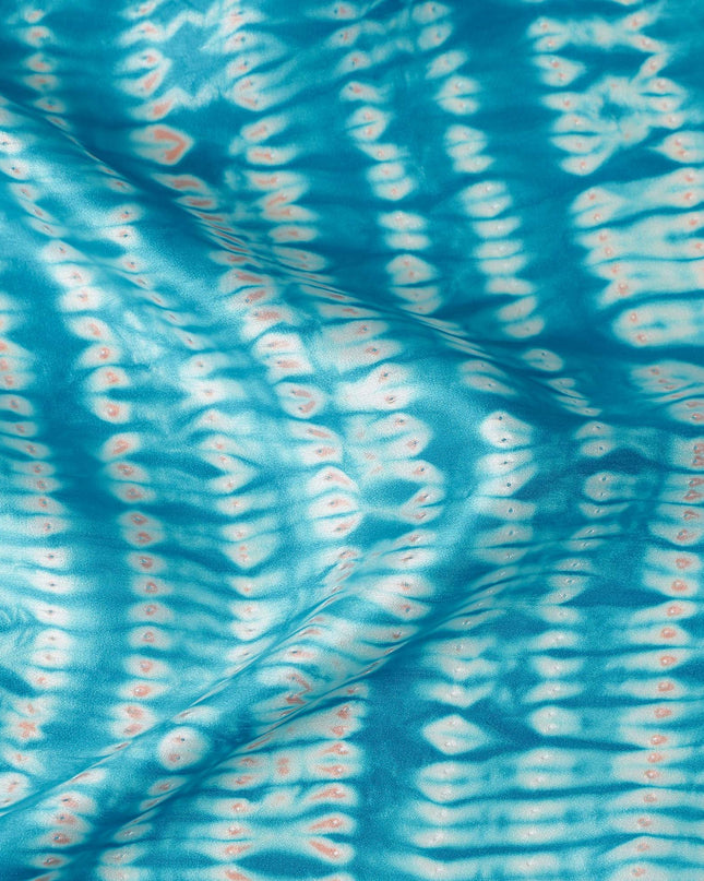 Turquoise Tie-Dye Silk Satin Fabric 110cm