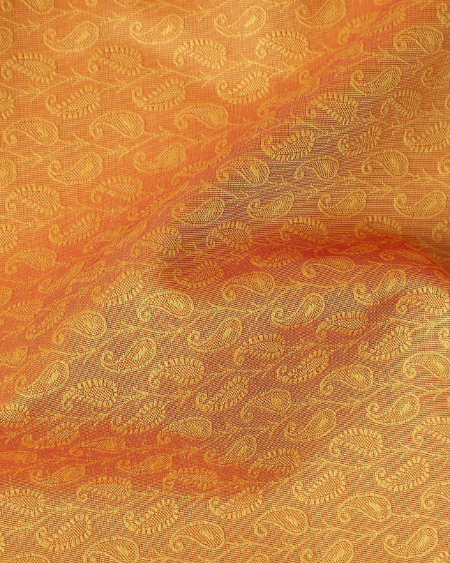 Amber Orange Paisley Brocade Fabric - Regal Fabrics