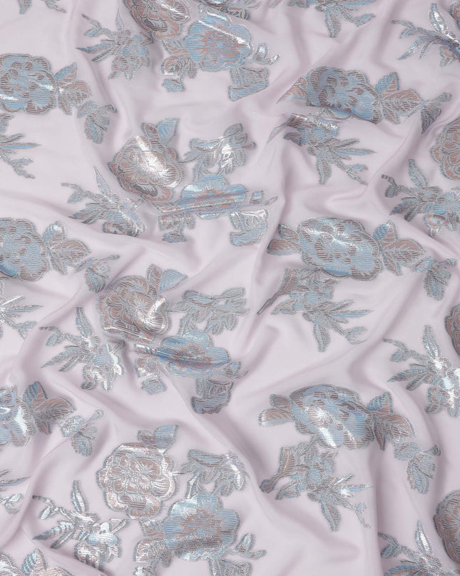 Blush Pink Floral Silk Chiffon 110cm