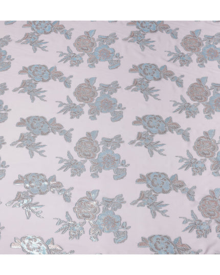 Blush Pink Floral Silk Chiffon 110cm