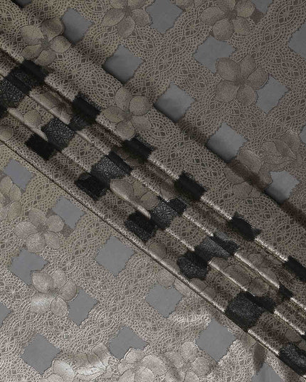 Grey Metallic Silk Chiffon Garbasaar 2 Meter Piece