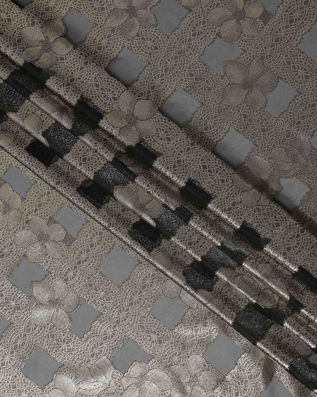 Grey Metallic Silk Chiffon Garbasaar 2 Meter Piece