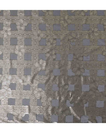 Grey Metallic Silk Chiffon Garbasaar 2 Meter Piece