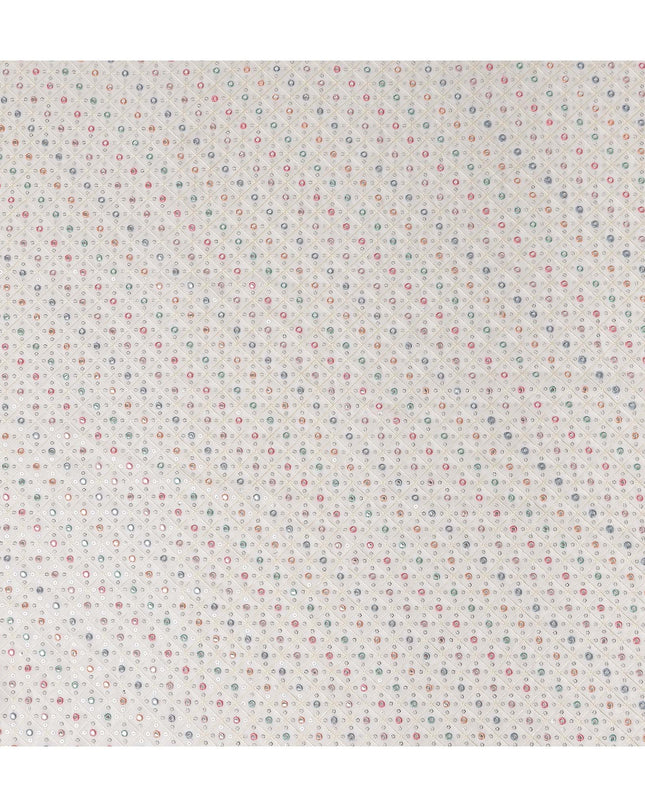 Ivory Dot Embroidered Georgette Fabric 110cm