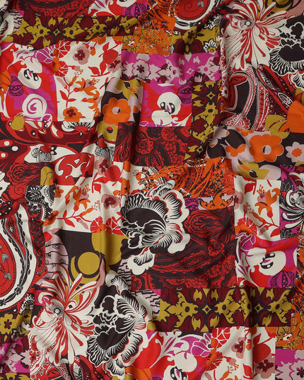 Multicolor Abstract Viscose Crepe Fabric 140cm