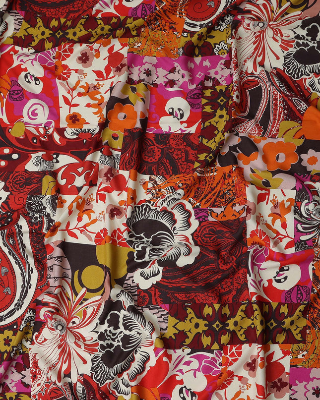 Multicolor Abstract Viscose Crepe Fabric 140cm