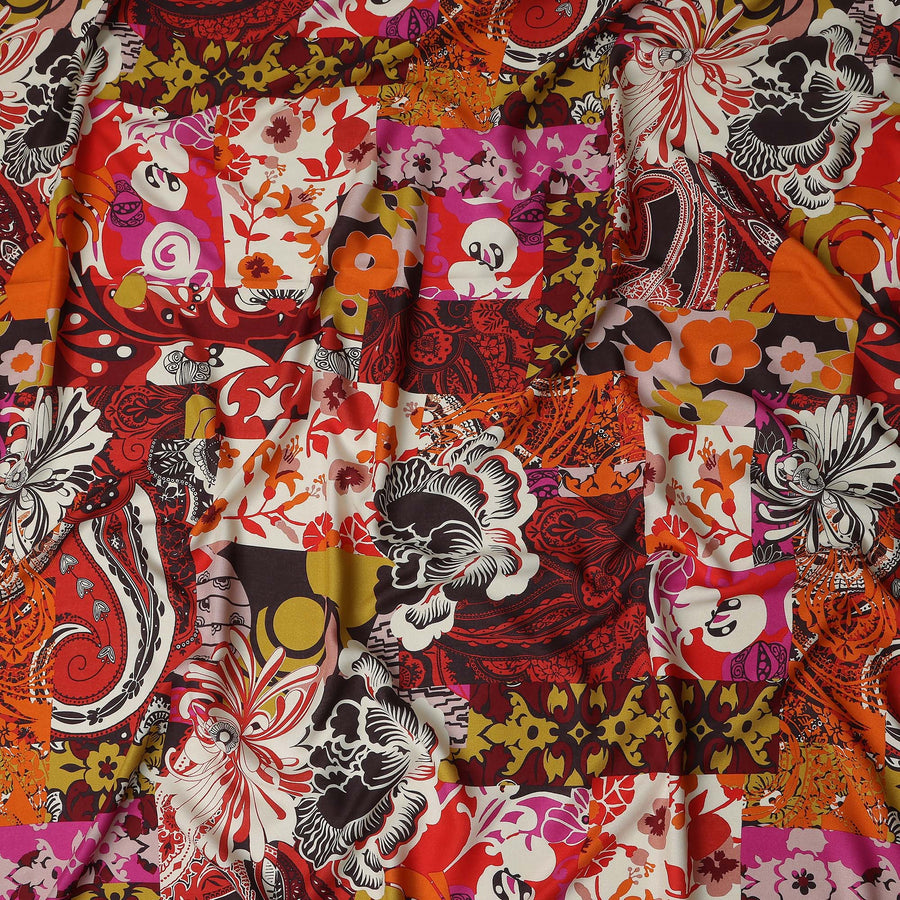 Multicolor Abstract Viscose Crepe Fabric 140cm