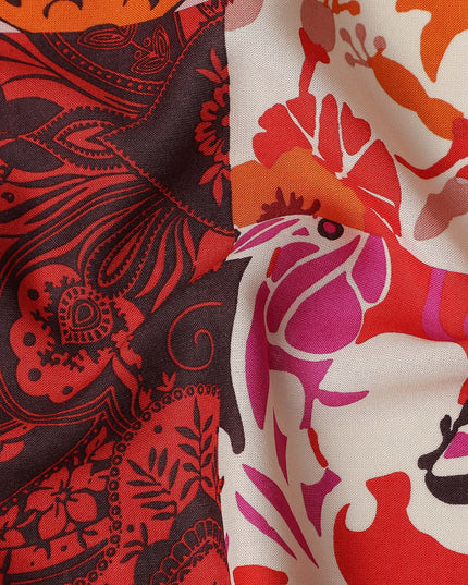 Multicolor Abstract Viscose Crepe Fabric 140cm