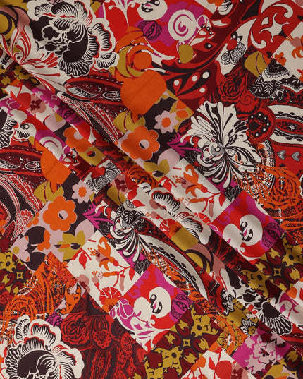 Multicolor Abstract Viscose Crepe Fabric 140cm