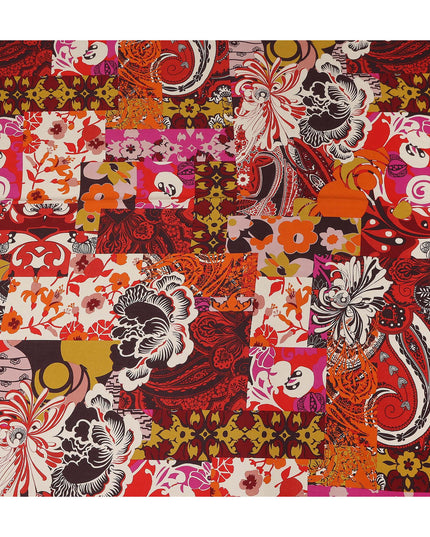 Multicolor Abstract Viscose Crepe Fabric 140cm
