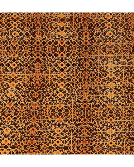 Orange Geometric Silk Crepe Fabric 110cm India