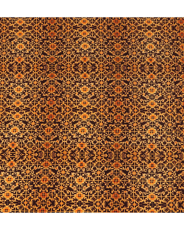 Orange Geometric Silk Crepe Fabric 110cm India
