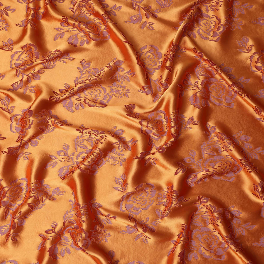 Orange Burnout Silk Velvet Fabric 110cm Korea