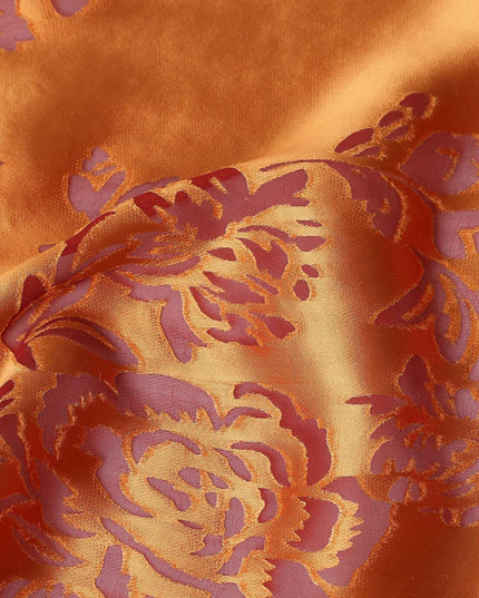 Orange Burnout Silk Velvet Fabric 110cm Korea