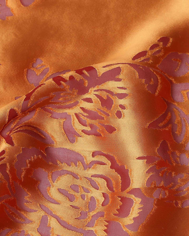 Orange Burnout Silk Velvet Fabric 110cm Korea
