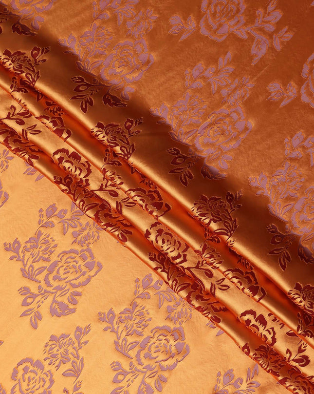 Orange Burnout Silk Velvet Fabric 110cm Korea