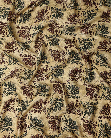 Golden Paisley Silk Satin Fabric 110cm India