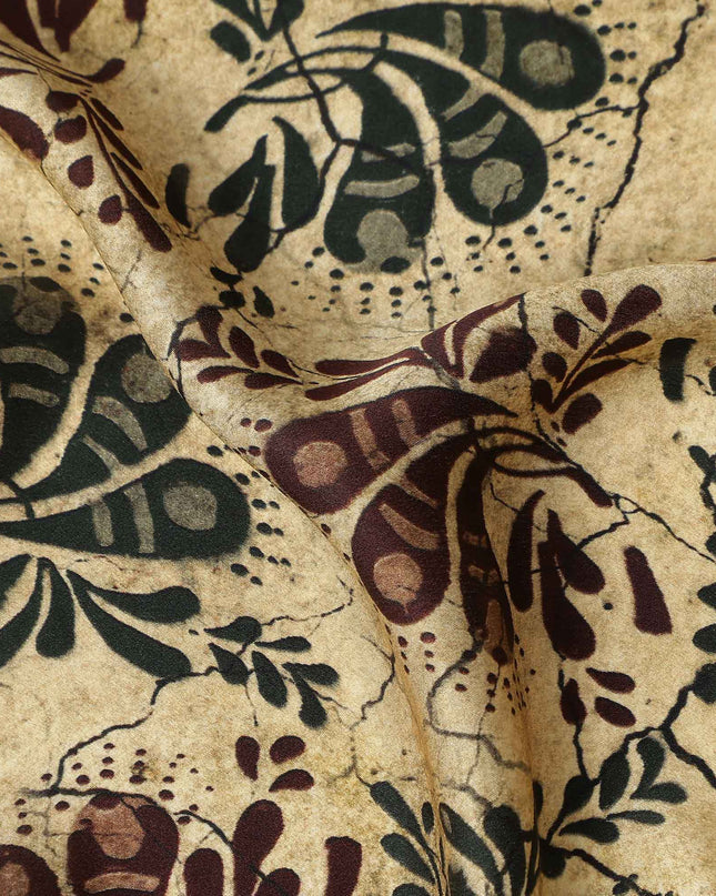 Golden Paisley Silk Satin Fabric 110cm India