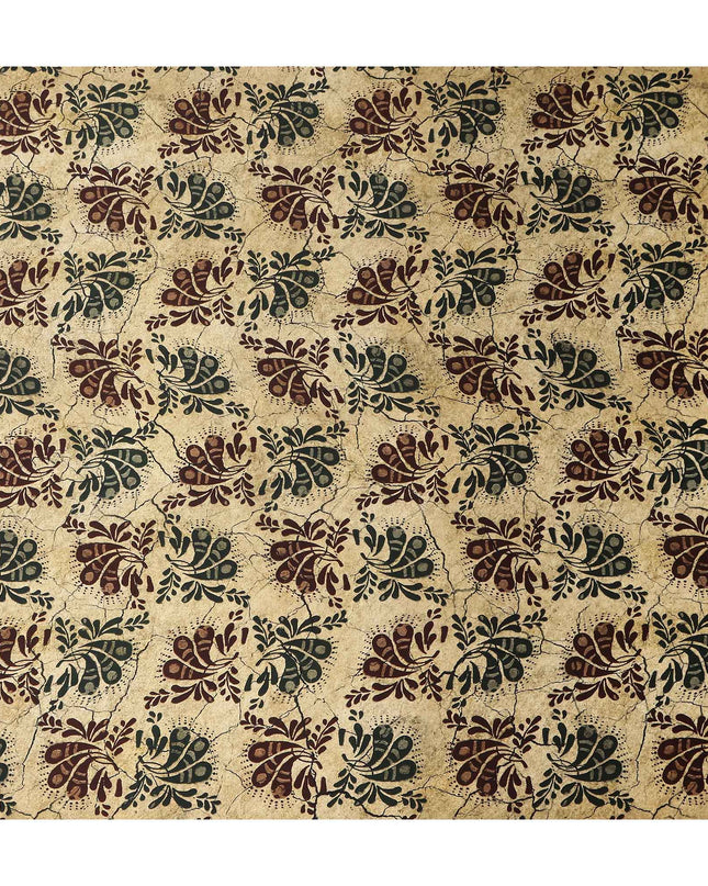 Golden Paisley Silk Satin Fabric 110cm India