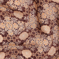 Brown Beige Geometric Floral Pattern Pure Silk Crepe Fabric, Width 110 Cms, Made in India-D26077