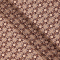Brown Beige Geometric Floral Pattern Pure Silk Crepe Fabric, Width 110 Cms, Made in India-D26077