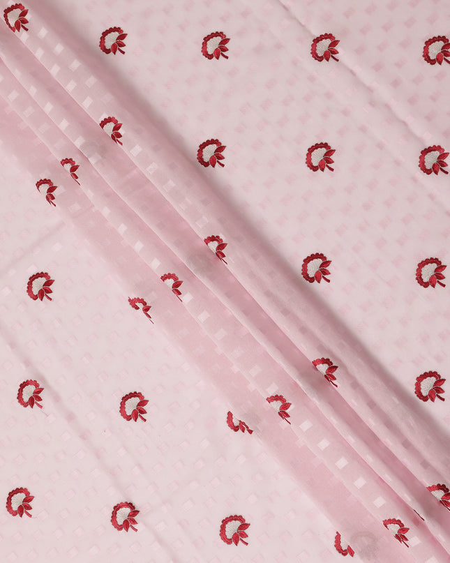 Light Pink Traditional Sudanese Thobe Fabric Pure Cotton Voile 4.5 Meters Piece Width 140 Cms Soft Breathable Ethnic Wear Material with Delicate Woven Motifs Made in India-D27588