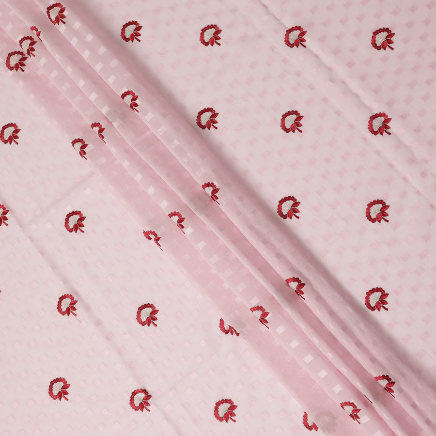 Light Pink Traditional Sudanese Thobe Fabric Pure Cotton Voile 4.5 Meters Piece Width 140 Cms Soft Breathable Ethnic Wear Material with Delicate Woven Motifs Made in India-D27588